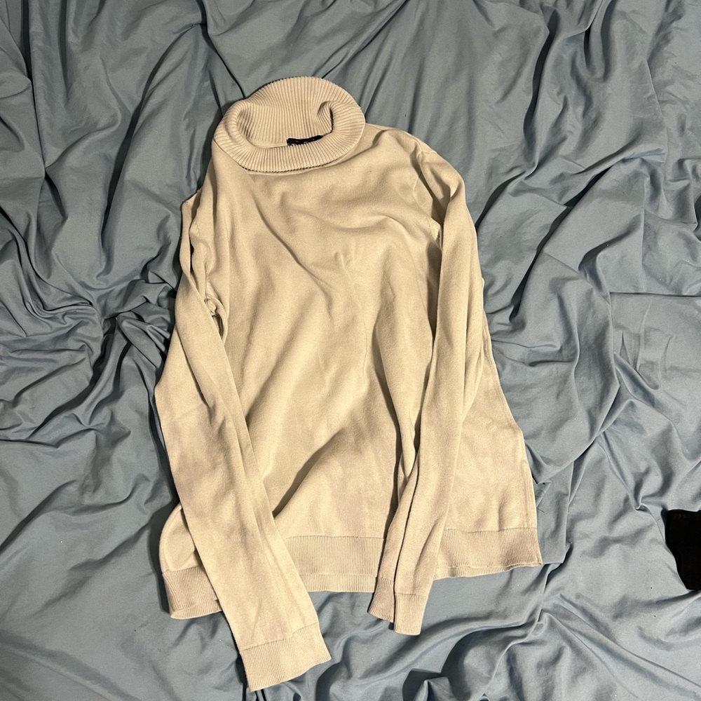 Lands' End Cream Cowl Neck Sweater Lightweight Knit